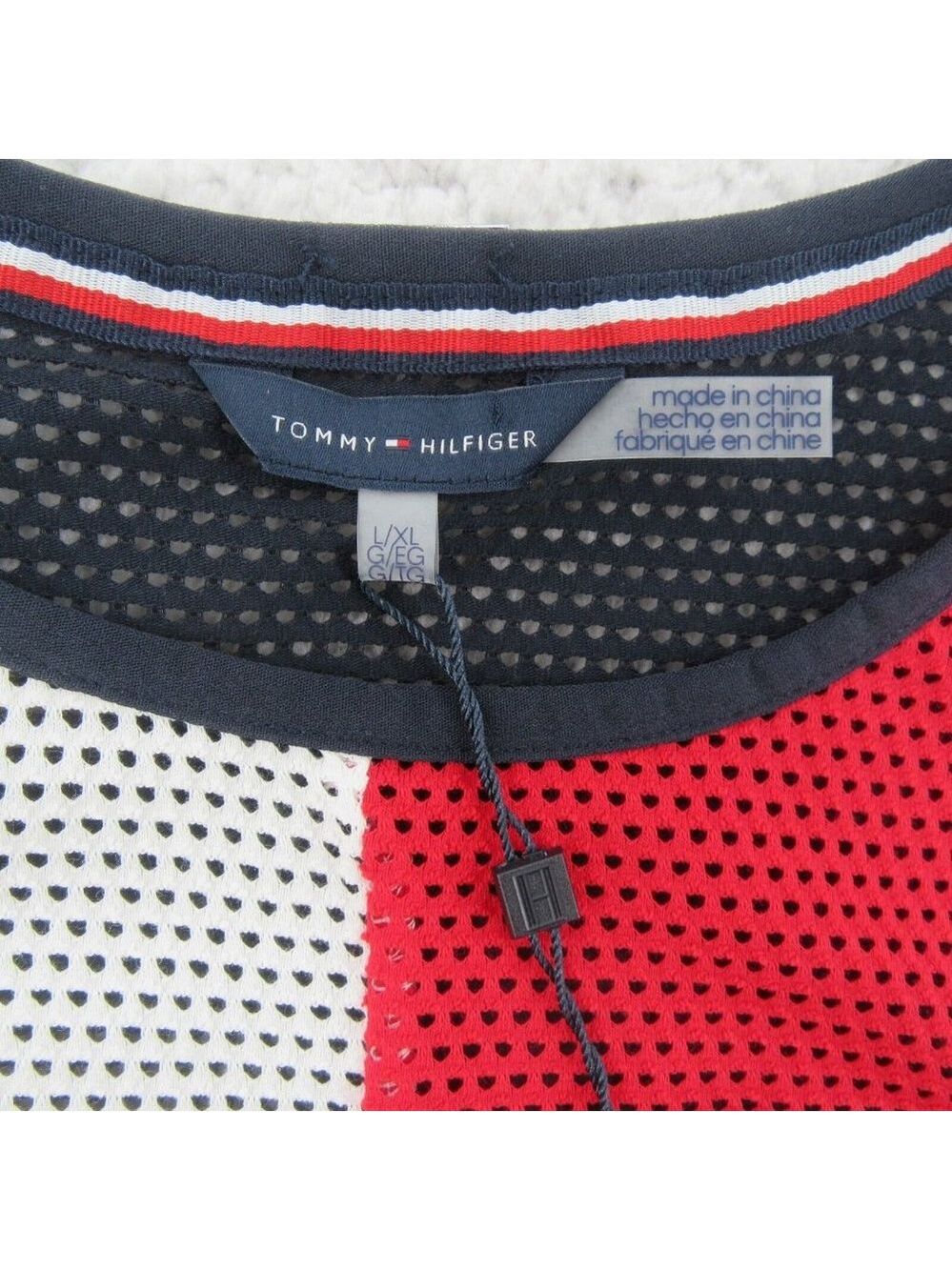 Tommy Hilfiger Swim Dress Cover Up Mesh Navy Blue Red White Size L/XL NEW $78 - Picture 7 of 10